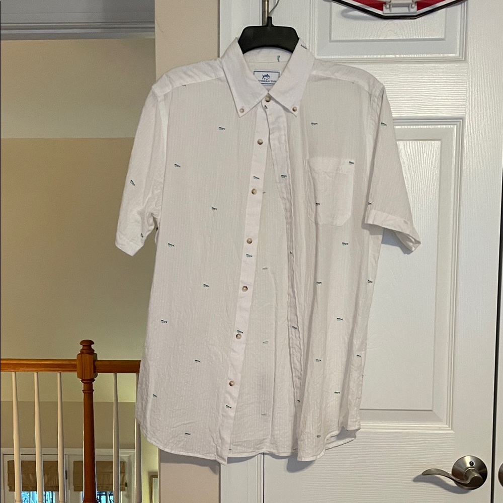Men's Southern Tide White Short Sleeve Shirt